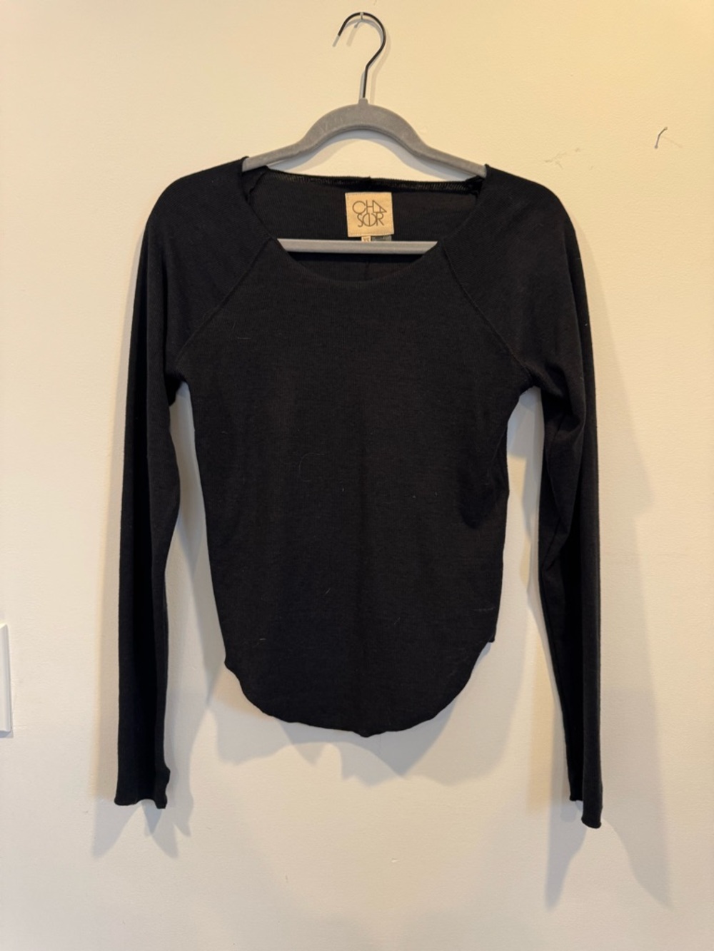 Chaser Black Long Sleeve Scoop Neck Top
